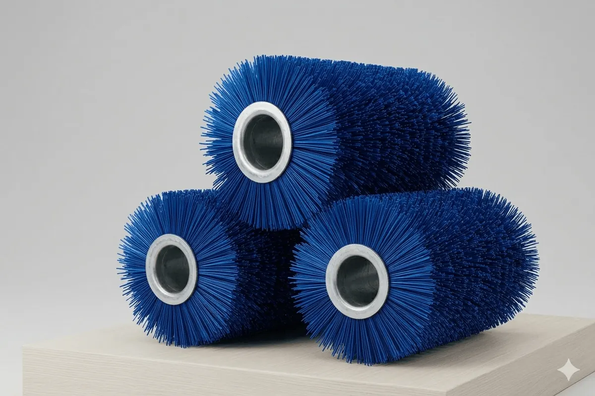 Abrasive removal brush segments used for industrial deburring