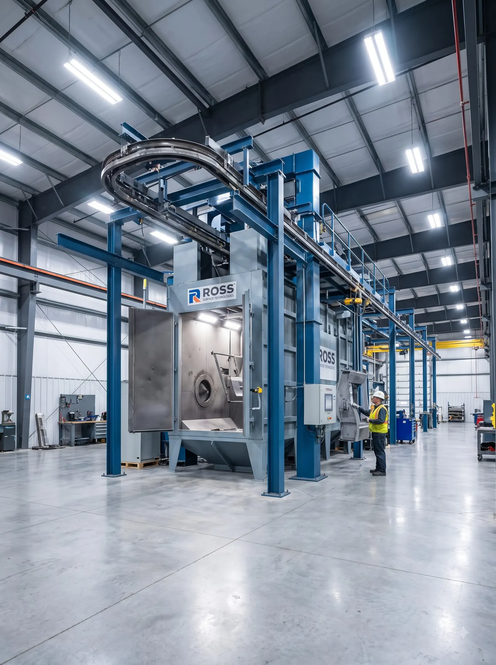 Industrial shot blast processing unit